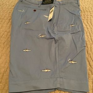 Polo blue flat front critter shorts.